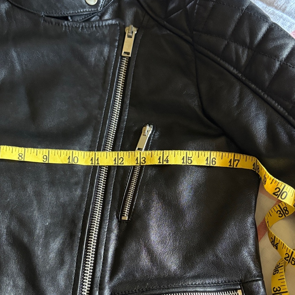 Source Unknown Black Leather Biker Jacket 100% Sheep Leather - Picture 8 of 13
